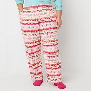 Sleep Chic Faire Isle Nordic Print Fleece PJ Pants and Socks Set Size XL